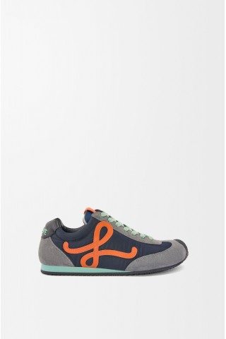 LOEWE Ballet Runner 2.0 In Nylon And Calfskin Navy Orange Turquoise