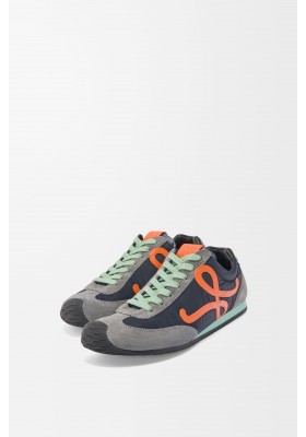 LOEWE Ballet Runner 2.0 In Nylon And Calfskin Navy Orange Turquoise