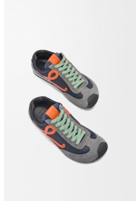 LOEWE Ballet Runner 2.0 In Nylon And Calfskin Navy Orange Turquoise