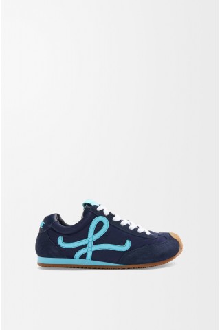 LOEWE Ballet Runner 2.0 In Nylon And Calfskin Navy Blue Turquoise