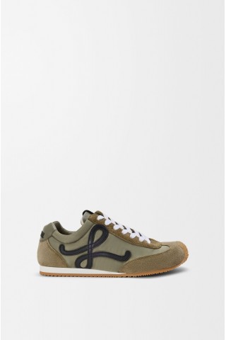 LOEWE Ballet Runner 2.0 In Nylon And Calfskin Light Khaki Black White