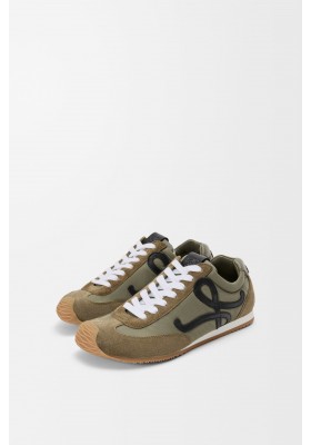 LOEWE Ballet Runner 2.0 In Nylon And Calfskin Light Khaki Black White