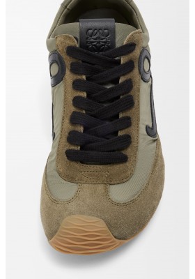 LOEWE Ballet Runner 2.0 In Nylon And Calfskin Light Khaki Black White