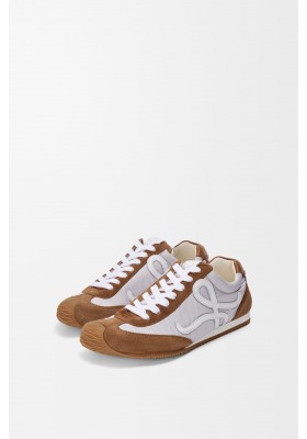 LOEWE Ballet Runner 2.0 In Nylon And Calfskin Grey White Tan