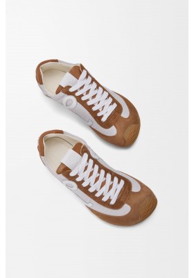 LOEWE Ballet Runner 2.0 In Nylon And Calfskin Grey White Tan