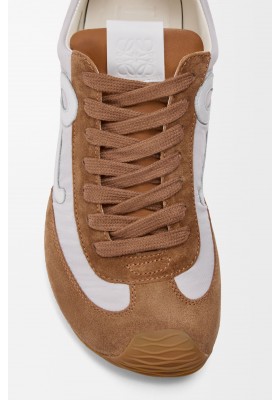 LOEWE Ballet Runner 2.0 In Nylon And Calfskin Grey White Tan
