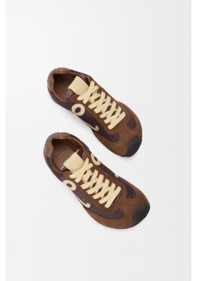 LOEWE Ballet Runner 2.0 In Nylon And Calfskin Brown Yellow Blue
