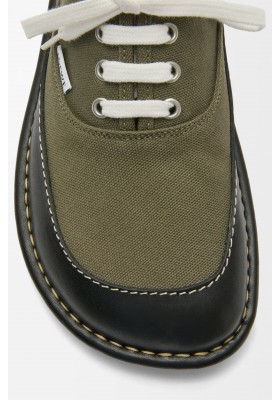 LOEWE Bay Lace-up In Canvas And Vegetable-tanned Calfskin Khaki Green Black