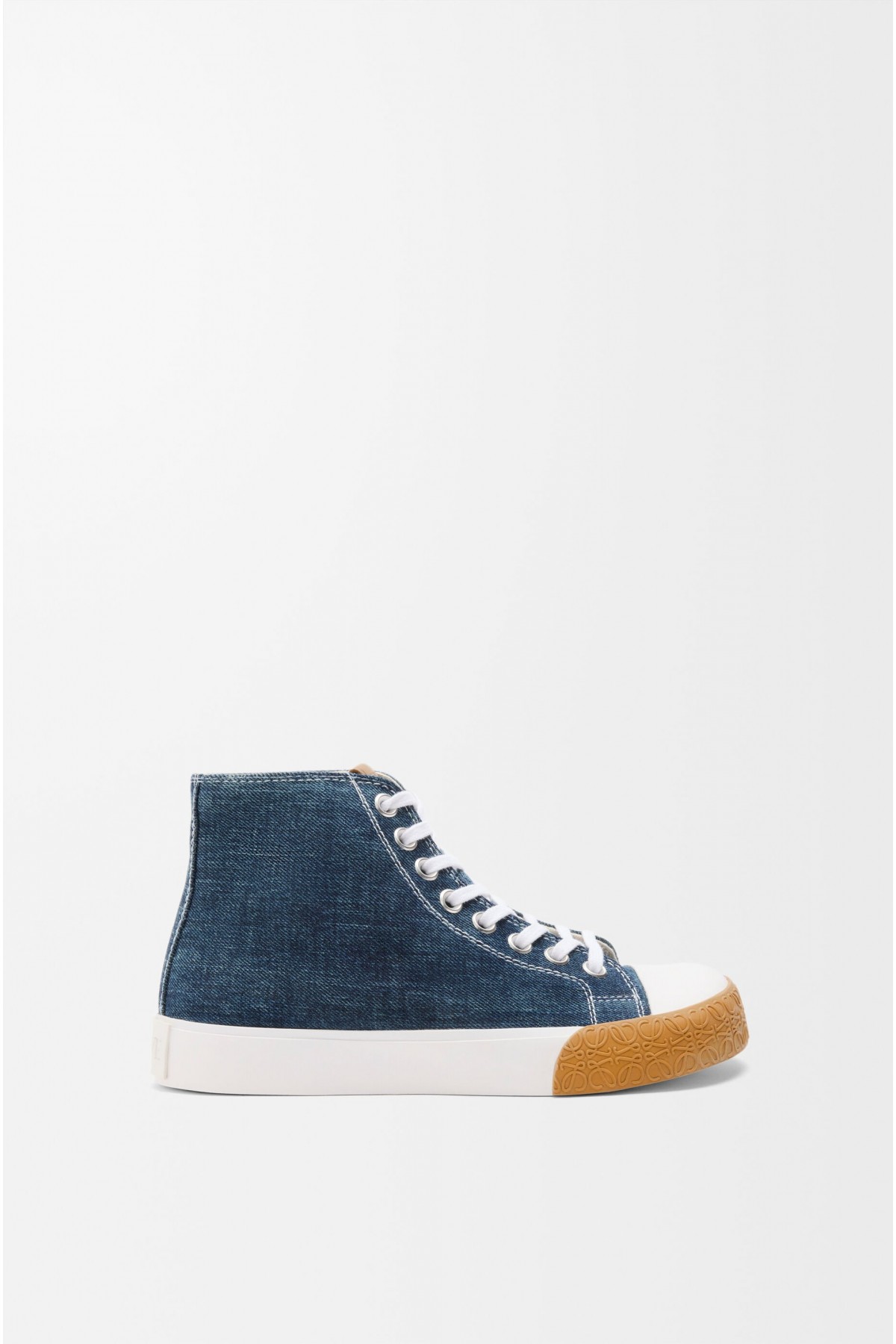 LOEWE Bloc High-top Sneaker In Denim Washed Denim