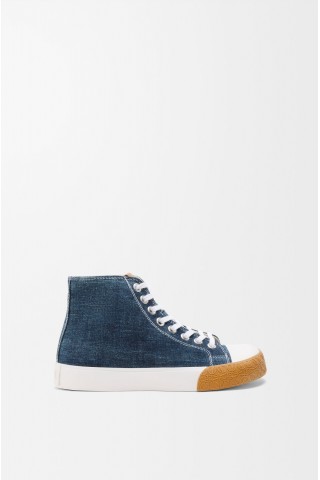 LOEWE Bloc High-top Sneaker In Denim Washed Denim