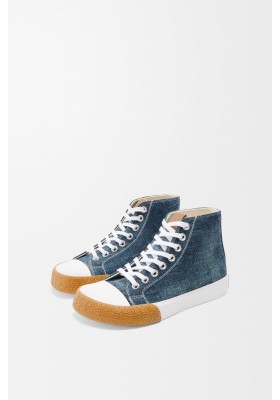 LOEWE Bloc High-top Sneaker In Denim Washed Denim