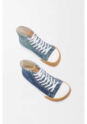 LOEWE Bloc High-top Sneaker In Denim Washed Denim