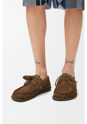 LOEWE Campo Boat Shoe In Calfskin Suede Brown