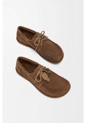 LOEWE Campo Boat Shoe In Calfskin Suede Brown