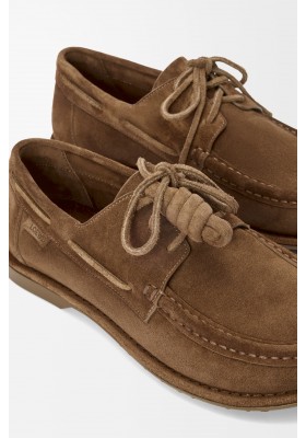 LOEWE Campo Boat Shoe In Calfskin Suede Brown