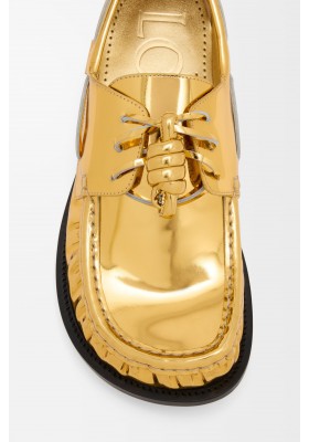 LOEWE Campo Boat Shoe In Metallic Calfskin Gold