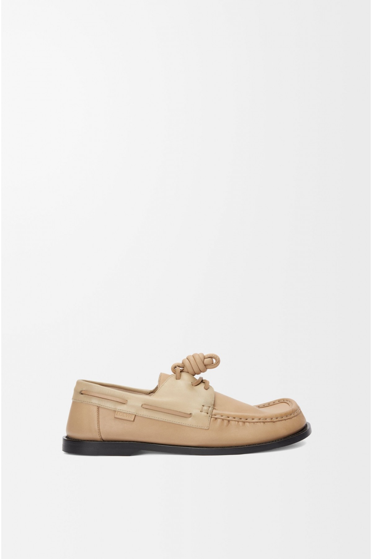 LOEWE Campo Boat Shoe In Soft Calfskin Sand Cinnamon