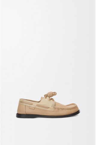 LOEWE Campo Boat Shoe In Soft Calfskin Sand Cinnamon