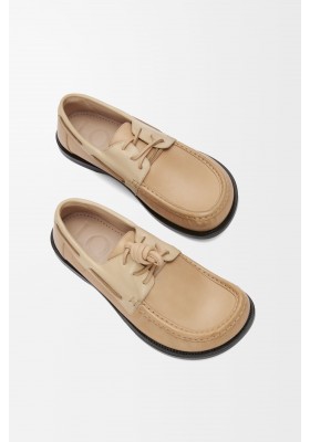 LOEWE Campo Boat Shoe In Soft Calfskin Sand Cinnamon