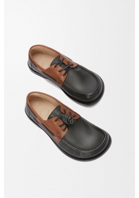 LOEWE Campo Boat Shoe In Soft Calfskin Dark Caramel Black