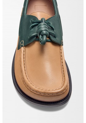 LOEWE Campo Boat Shoe In Soft Calfskin Cinnamon Green
