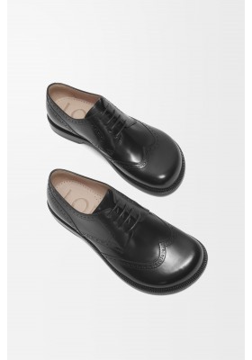 LOEWE Campo Brogue Derby In Brushed Calfskin Black