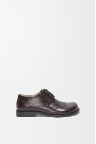 LOEWE Campo Brogue Derby In Brushed Calfskin Dark Brown