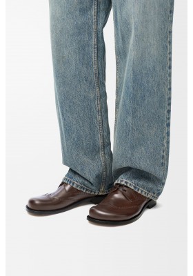 LOEWE Campo Brogue Derby In Brushed Calfskin Dark Brown