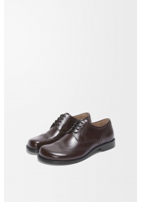LOEWE Campo Brogue Derby In Brushed Calfskin Dark Brown