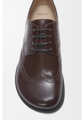 LOEWE Campo Brogue Derby In Brushed Calfskin Dark Brown
