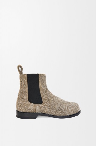 LOEWE Campo Chelsea Boot In Brushed Suede Khaki Green