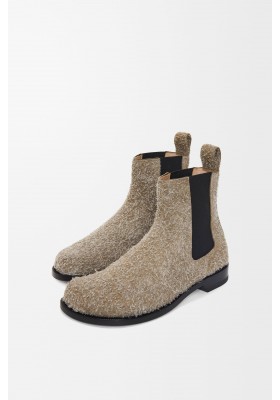 LOEWE Campo Chelsea Boot In Brushed Suede Khaki Green