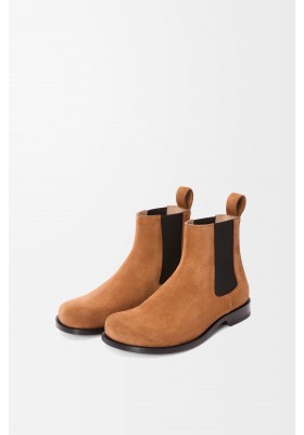 LOEWE Campo Chelsea Boot In Calfskin Suede Tabacco