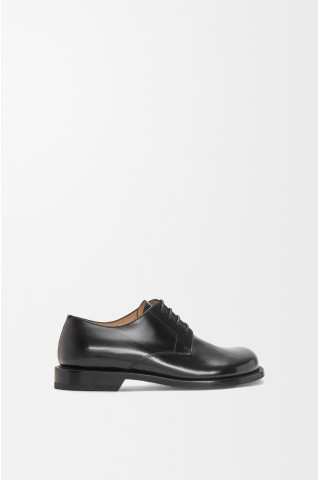 LOEWE Campo Derby Shoe In Brushed Calfskin Black