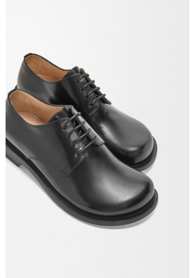 LOEWE Campo Derby Shoe In Brushed Calfskin Black