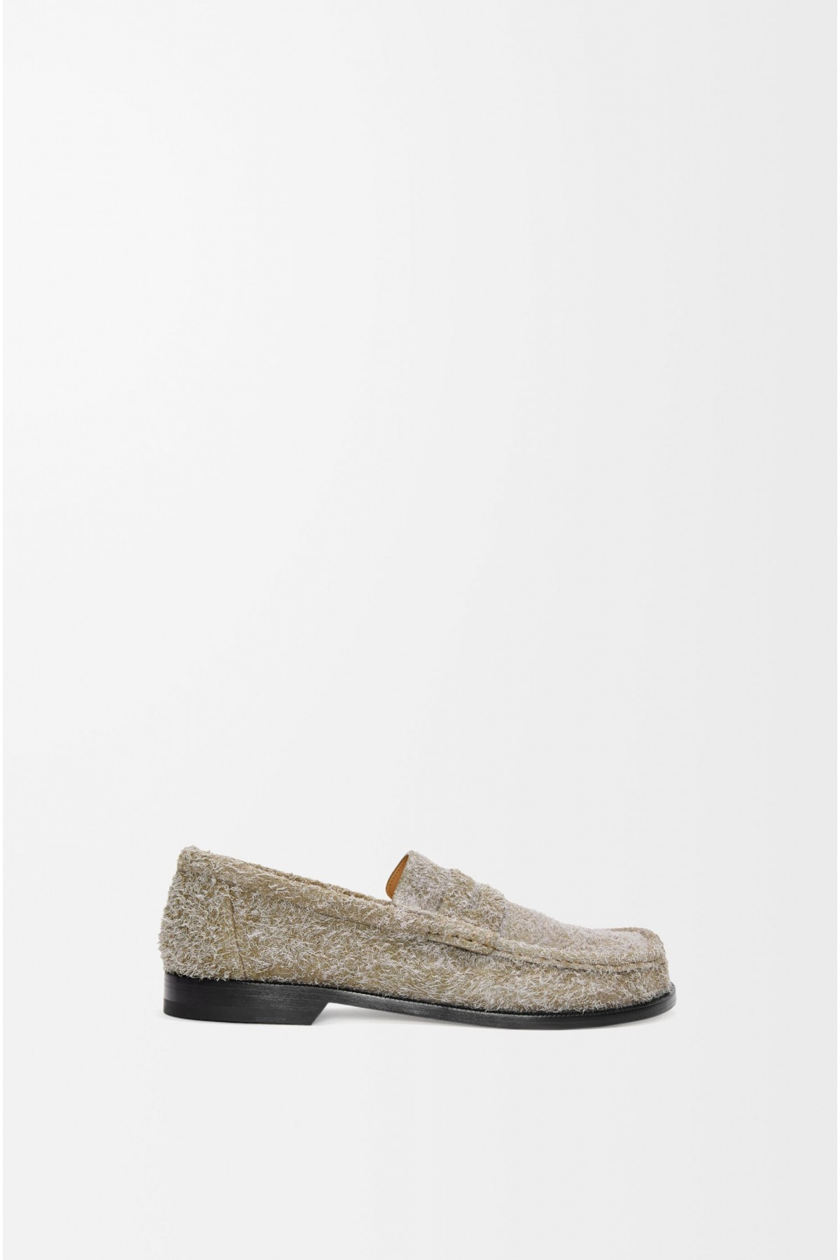LOEWE Campo Loafer In Brushed Suede Khaki Green