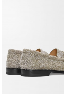 LOEWE Campo Loafer In Brushed Suede Khaki Green