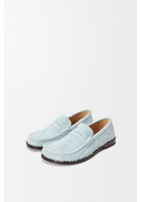 LOEWE Campo Loafer In Brushed Suede Baby Blue
