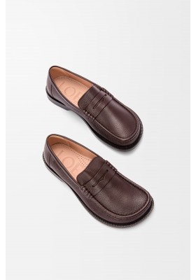 LOEWE Campo Loafer In Deerskin Oxblood