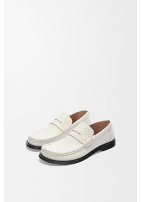 LOEWE Campo Loafer In Embossed Calfskin Ecru