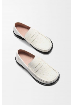 LOEWE Campo Loafer In Embossed Calfskin Ecru