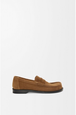 LOEWE Campo Loafer In Suede Calfskin Tabacco