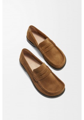 LOEWE Campo Loafer In Suede Calfskin Tabacco