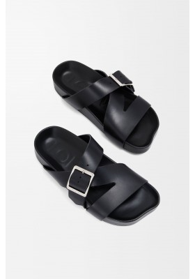 LOEWE Ease Buckle Slide In Vegetable-tanned Calfskin Black