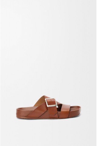 LOEWE Ease Buckle Slide In Vegetable-tanned Calfskin Rust