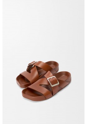 LOEWE Ease Buckle Slide In Vegetable-tanned Calfskin Rust