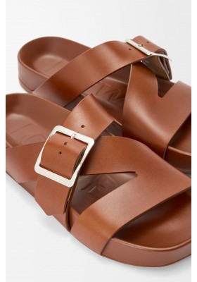 LOEWE Ease Buckle Slide In Vegetable-tanned Calfskin Rust