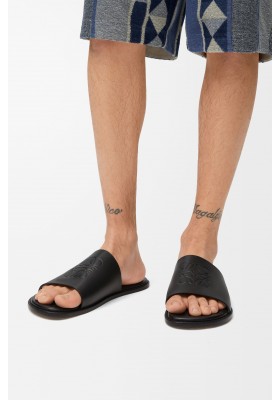 LOEWE Flex Anagram Slide In Soft Calfskin Black