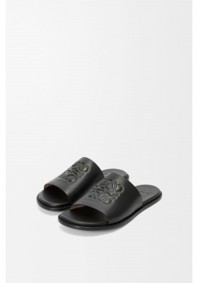 LOEWE Flex Anagram Slide In Soft Calfskin Black