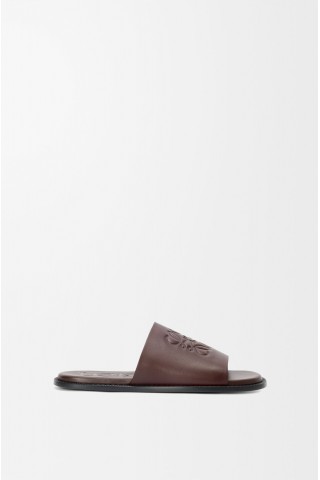 LOEWE Flex Anagram Slide In Soft Calfskin Oxblood